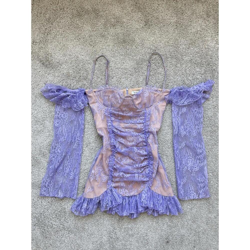 Loba Revolve Women’s Medium Corset Lace Lilac Colored Gloria Mini Dress